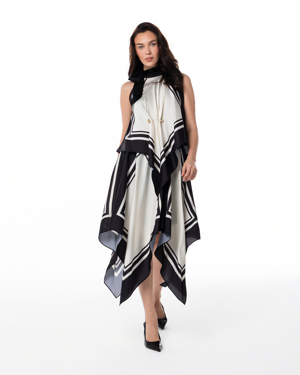 Noir Scarf-Print Dress