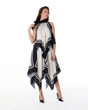 Noir Scarf-Print Dress