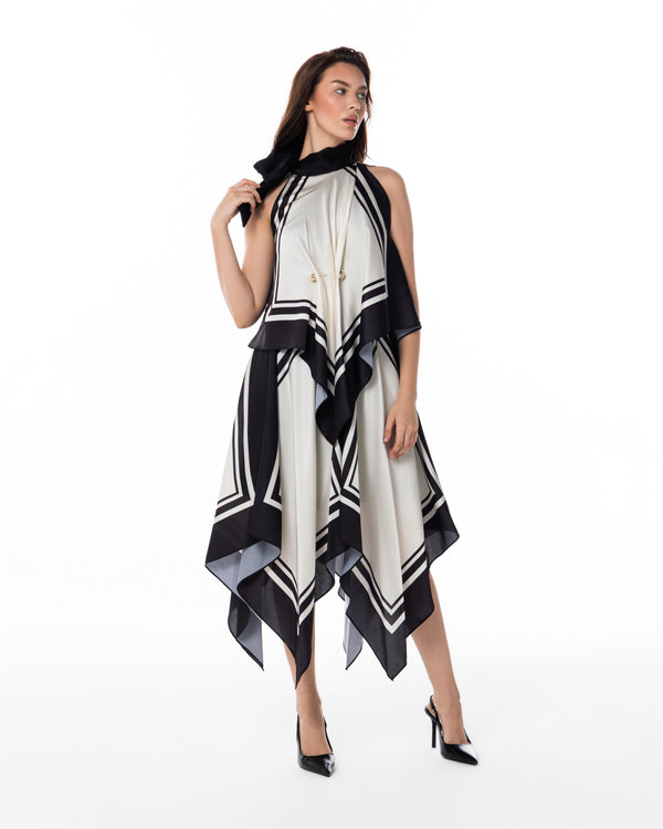 Noir Scarf-Print Dress