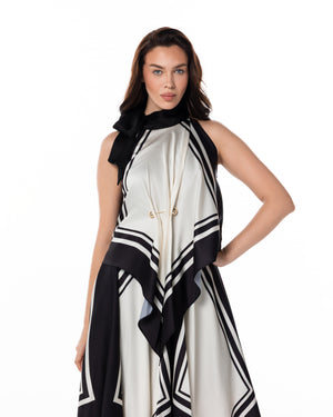 Noir Scarf-Print Dress