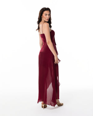 Bordeaux Ruched Slip Gown
