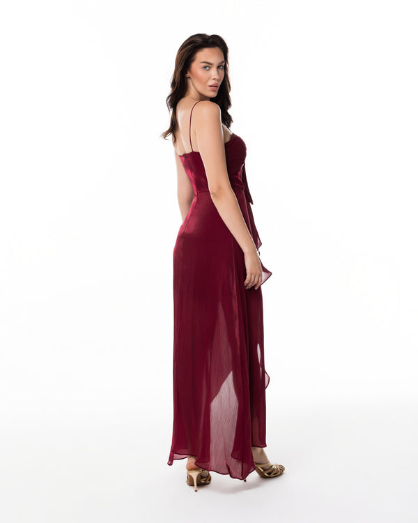 Bordeaux Ruched Slip Gown