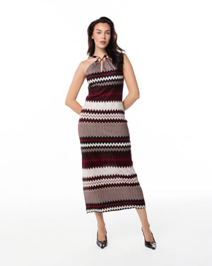 Chevron Knit Halter Maxi Dress