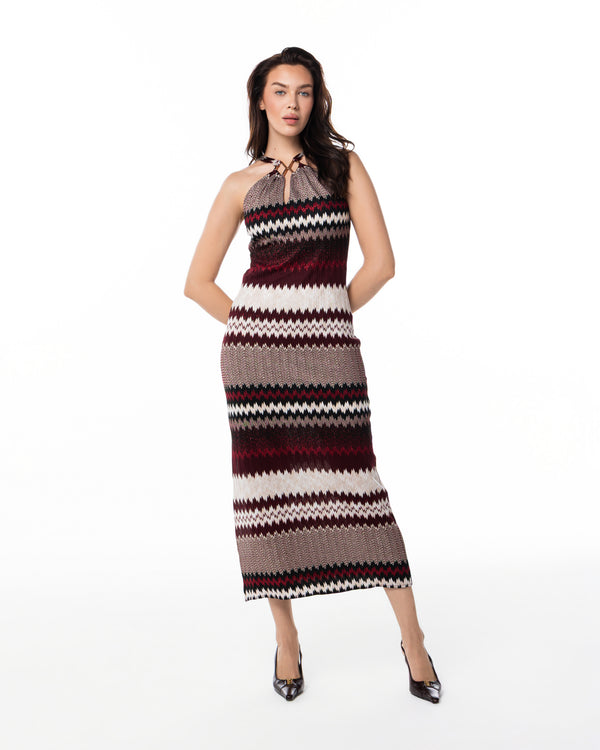 Chevron Knit Halter Maxi Dress