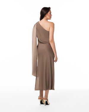 Mocha Bias Sash Slip Dress