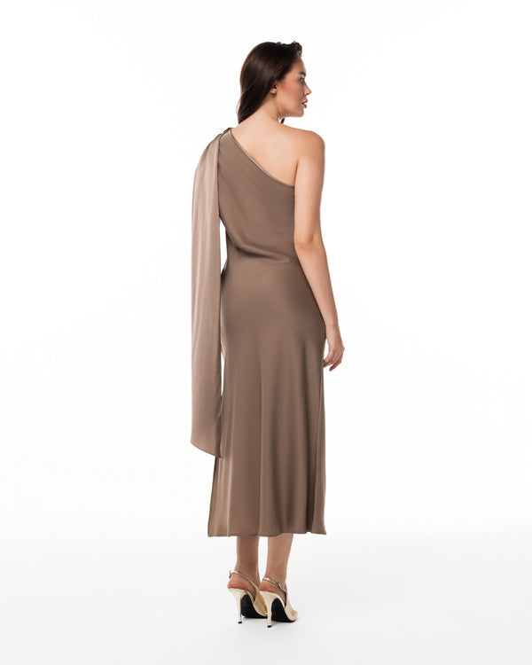 Mocha Bias Sash Slip Dress