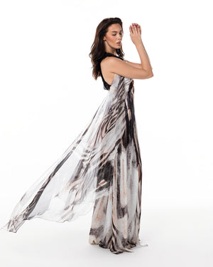 Marble-Print Grecian Gown