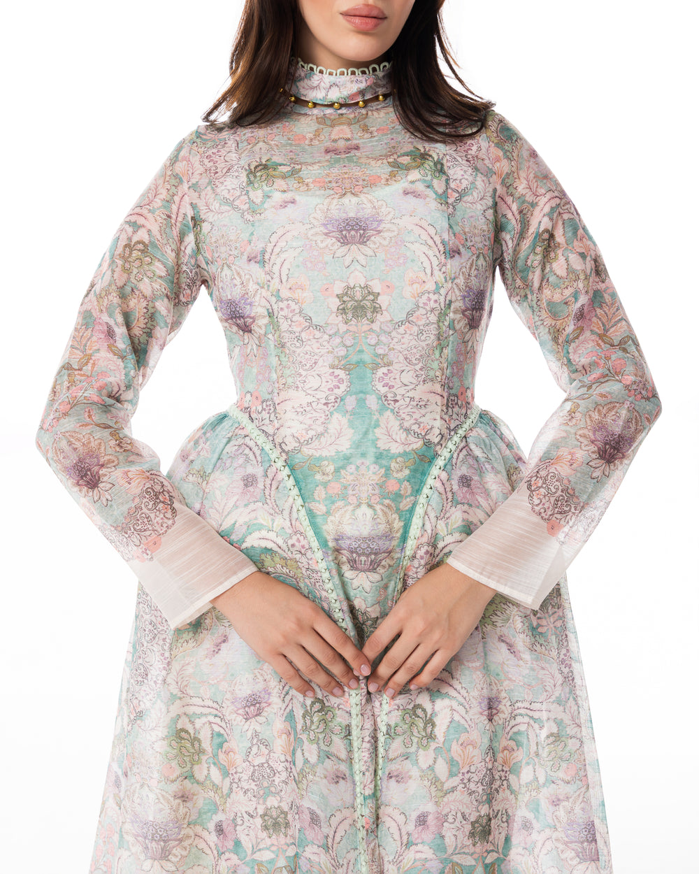 Pastel Floral Organza Midi Dress