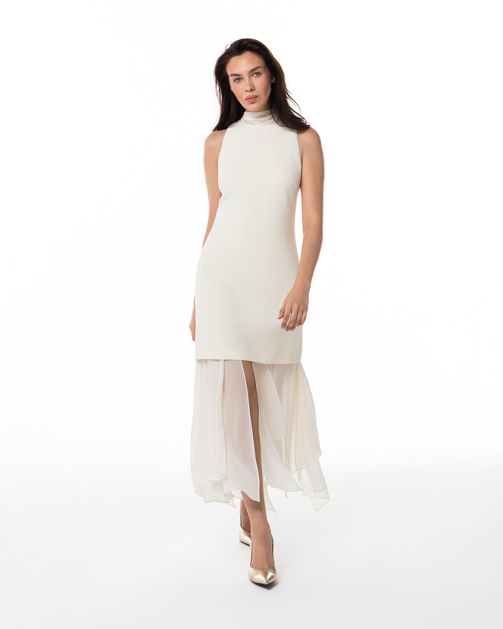 Ivory Cascade Sheath Dress