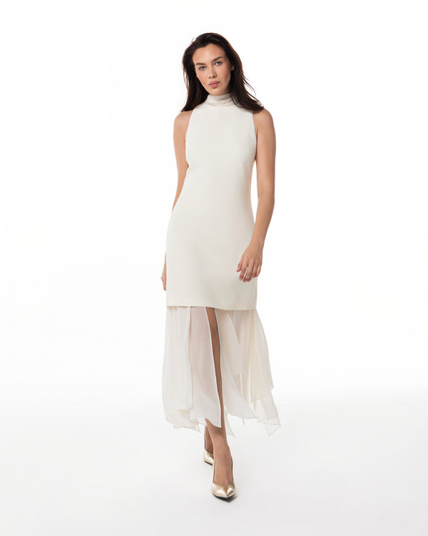 Ivory Cascade Sheath Dress
