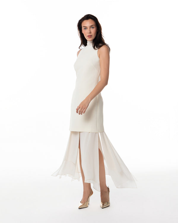 Ivory Cascade Sheath Dress