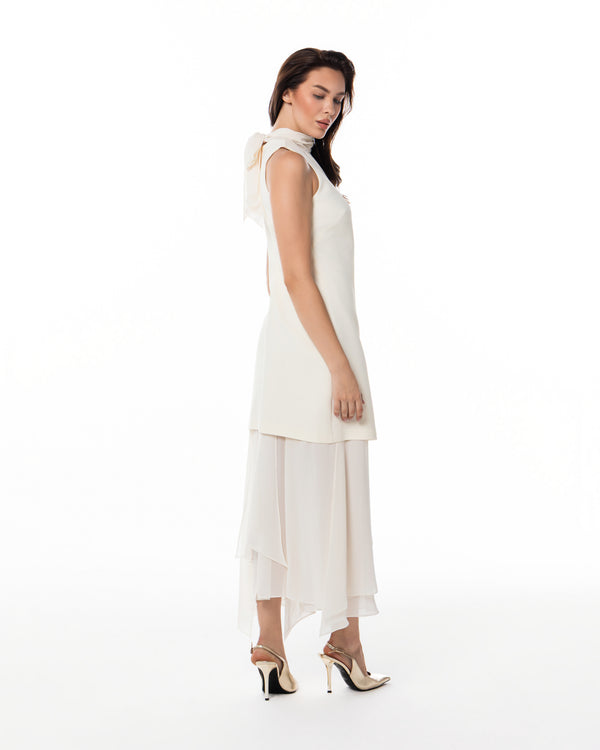 Ivory Cascade Sheath Dress