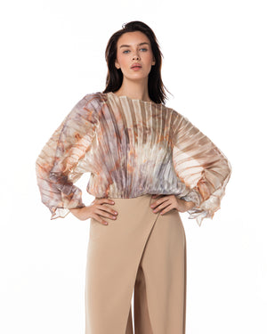 Tie-Dye Balloon-Sleeve Trouser Set