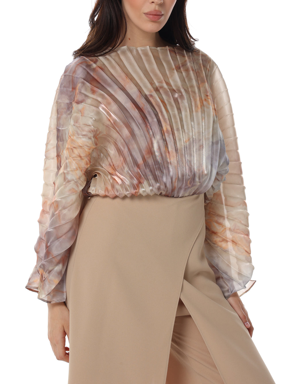 Tie-Dye Balloon-Sleeve Trouser Set