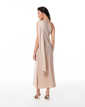 Champagne One-Shoulder Slip Dress