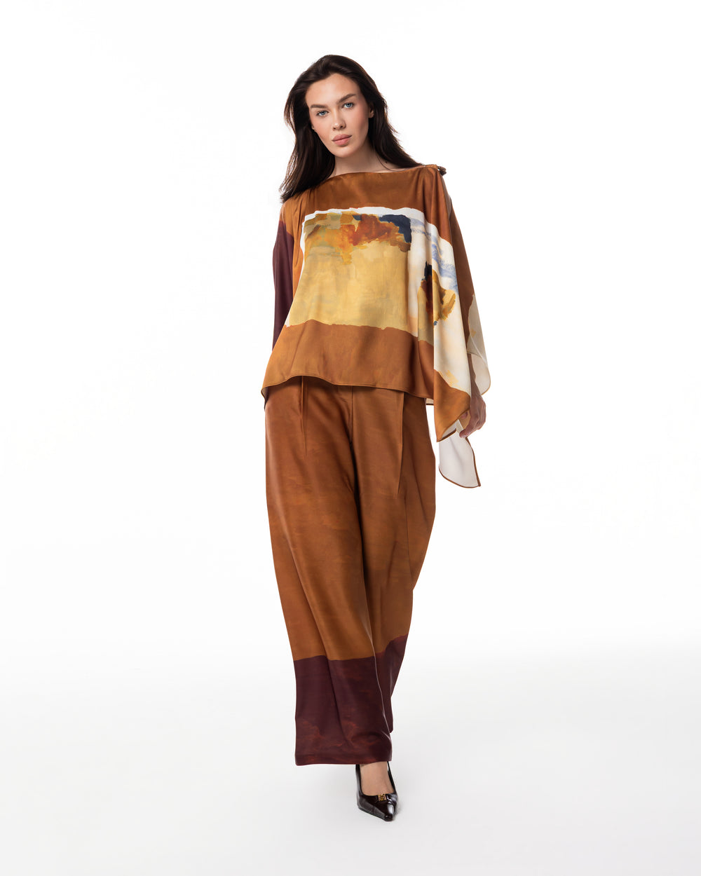 Sienna-Print Cape Set