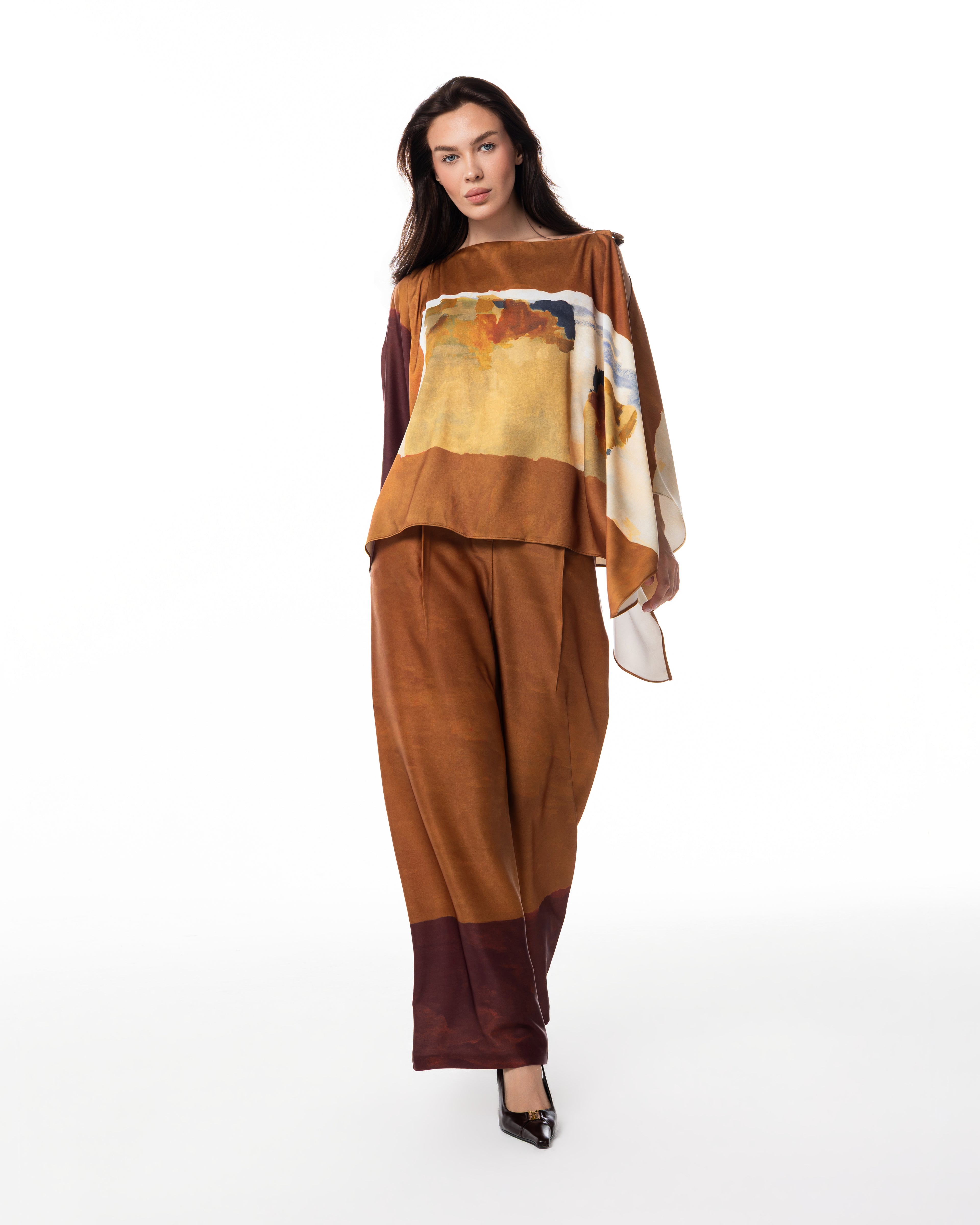 Sienna-Print Cape Set