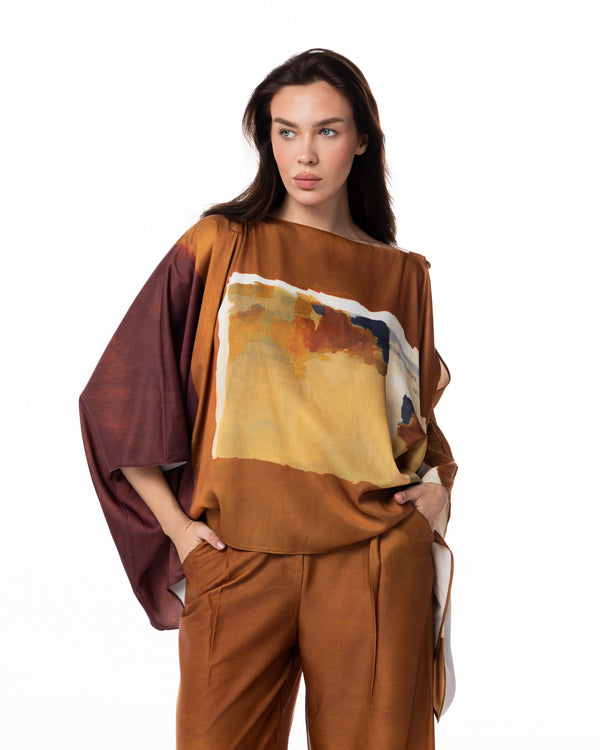 Sienna-Print Cape Set