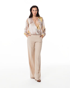 Watercolour Wrap Blouse & Trouser Set