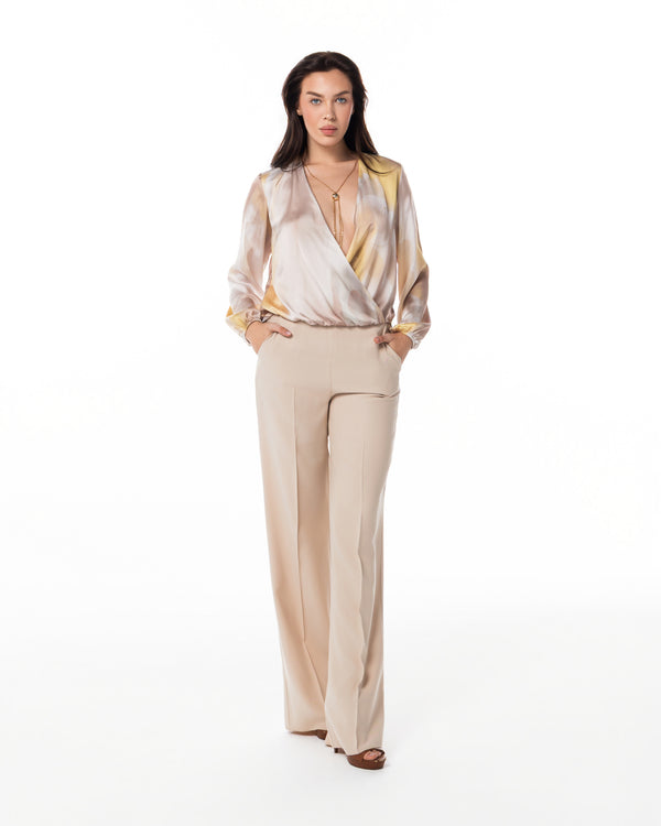 Watercolour Wrap Blouse & Trouser Set