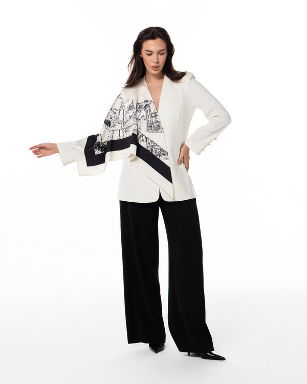Ivory Cityscape Blazer Set