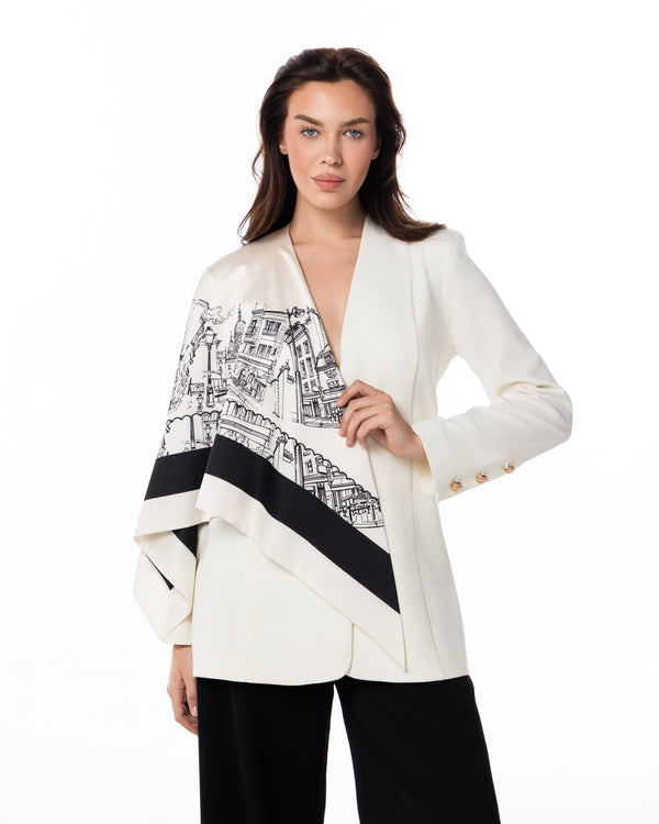Ivory Cityscape Blazer Set