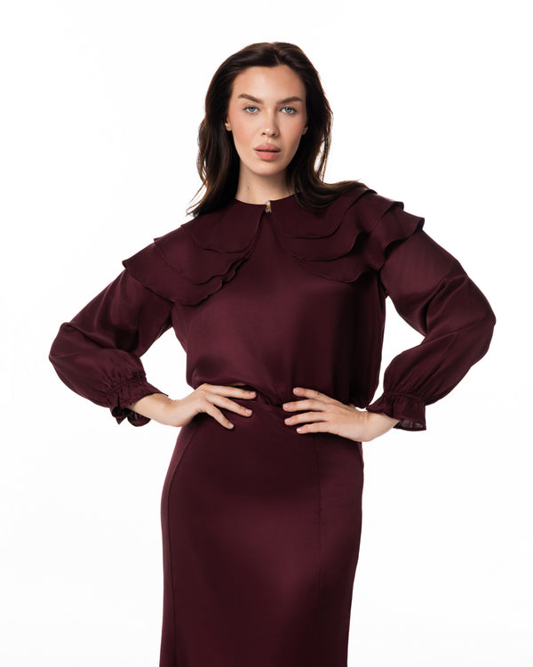 Aubergine Ruffle-Collar Set