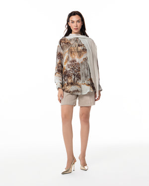 Printed Shirt & Linen Shorts Set