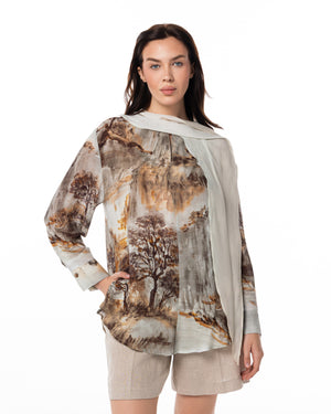 Printed Shirt & Linen Shorts Set