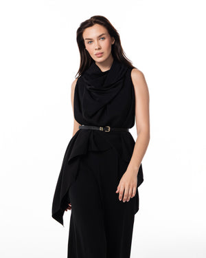 Black Cowl-Neck Trouser Set
